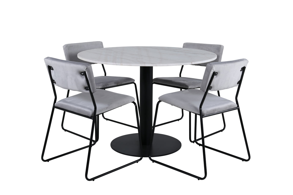 Venture Design Kenth & Estelle Matstolar Grå + Matbord ⌀106