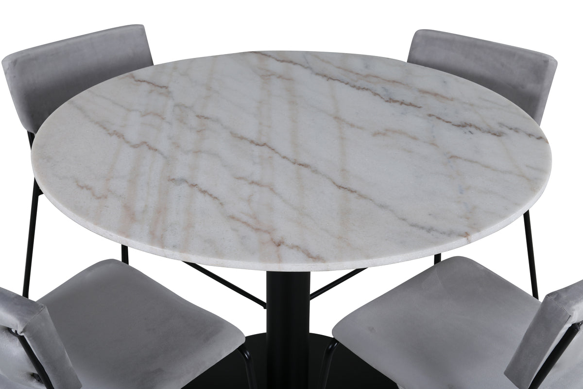 Venture Design Kenth & Estelle Matstolar Grå + Matbord ⌀106