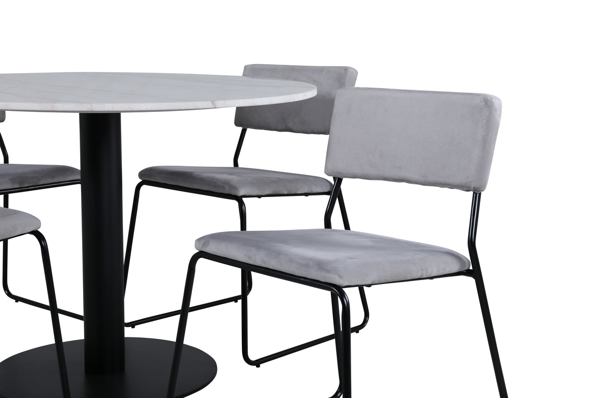 Venture Design Kenth & Estelle Matstolar Grå + Matbord ⌀106