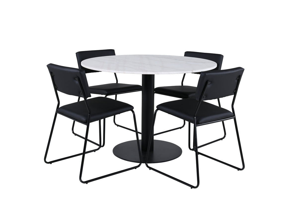 Venture Design Kenth & Estelle Matstolar Svart + Matbord ⌀106