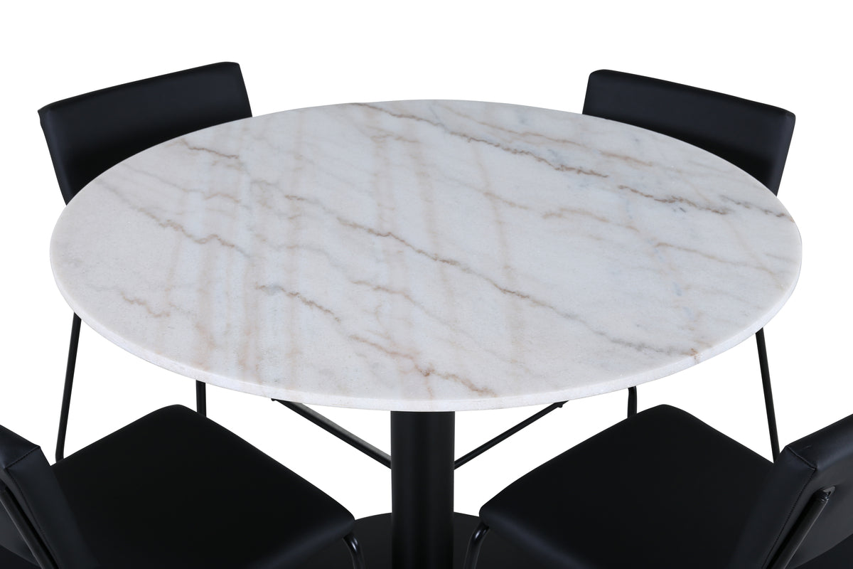 Venture Design Kenth & Estelle Matstolar Svart + Matbord ⌀106