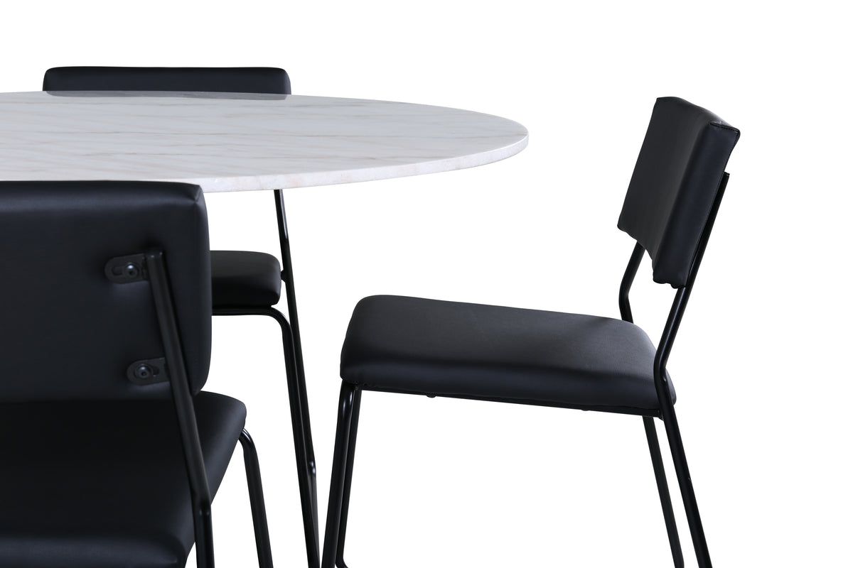 Venture Design Kenth & Estelle Matstolar Svart + Matbord ⌀106