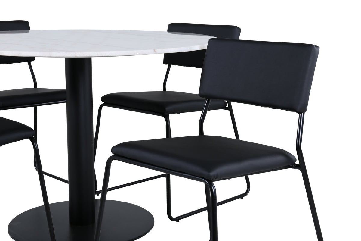 Venture Design Kenth & Estelle Matstolar Svart + Matbord ⌀106