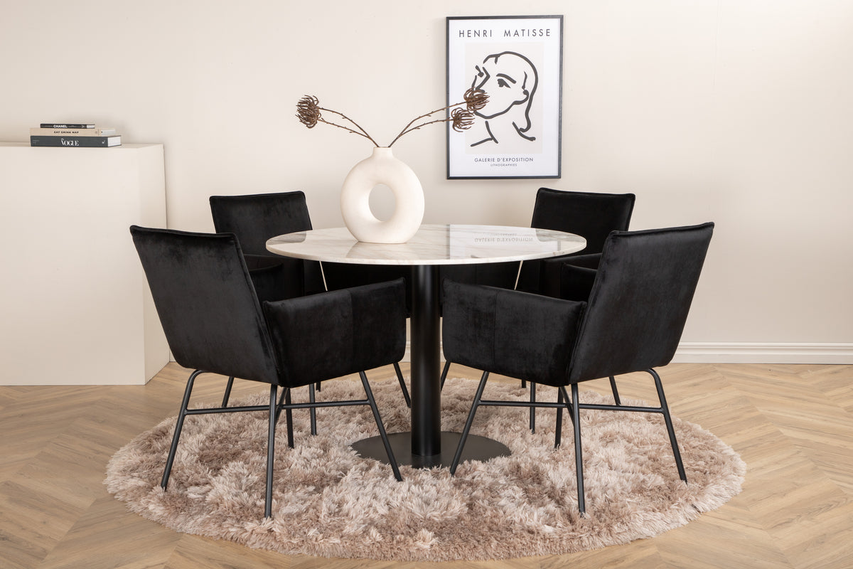 Venture Design Petra & Estelle Matstolar Svart + Matbord ⌀106
