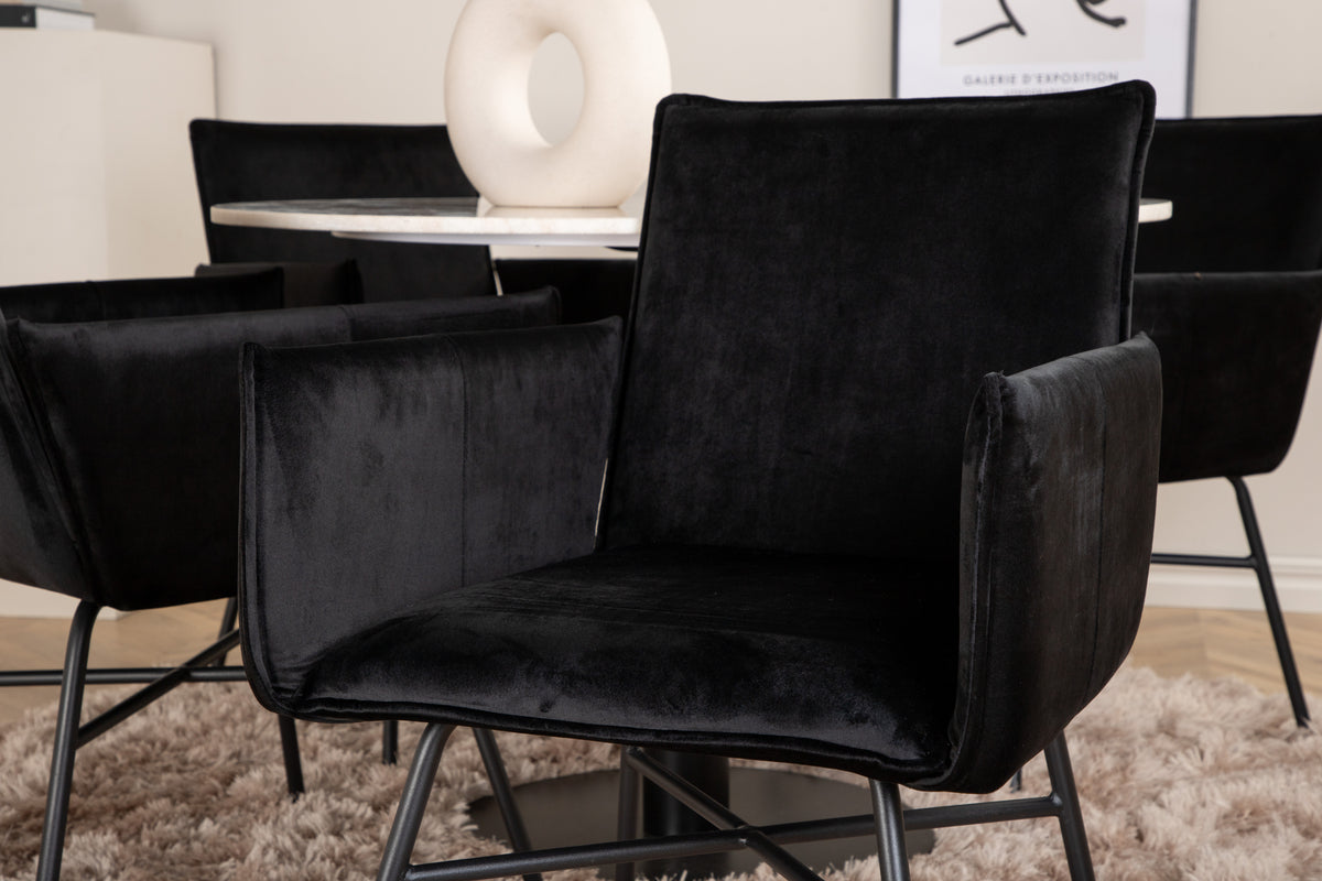 Venture Design Petra & Estelle Matstolar Svart + Matbord ⌀106