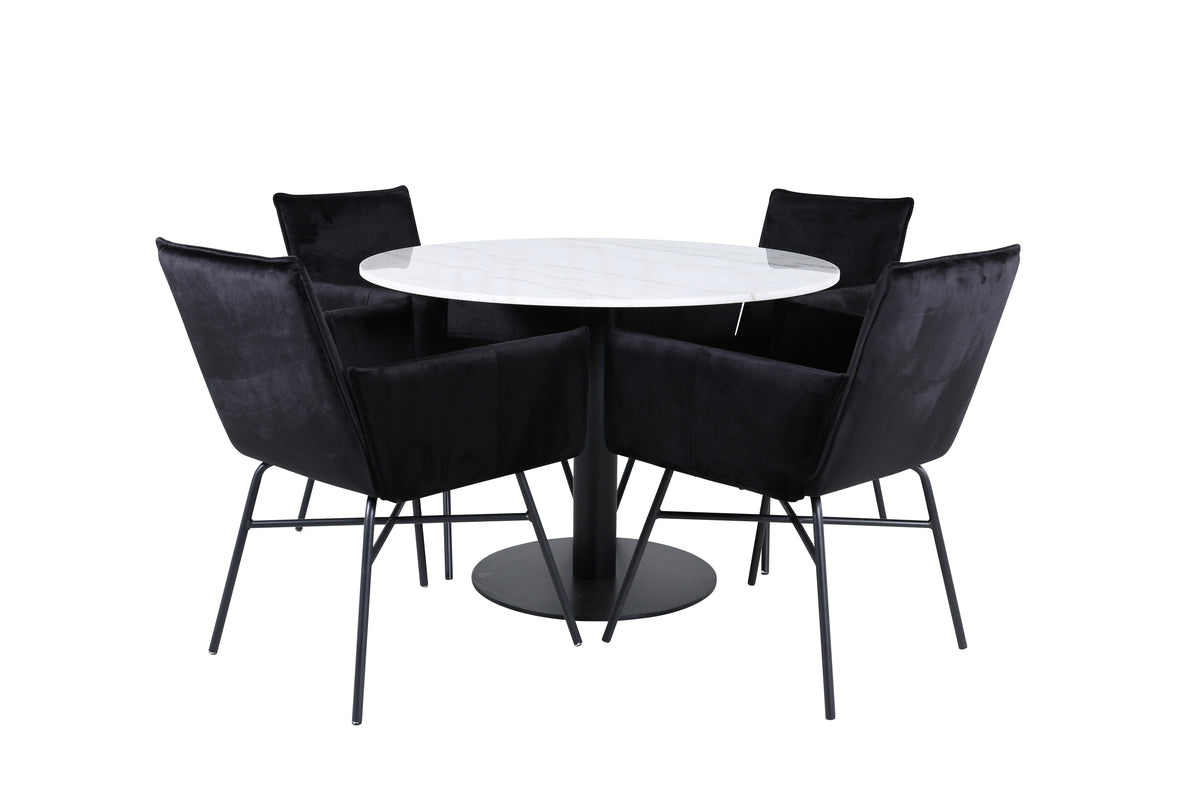 Venture Design Petra & Estelle Matstolar Svart + Matbord ⌀106