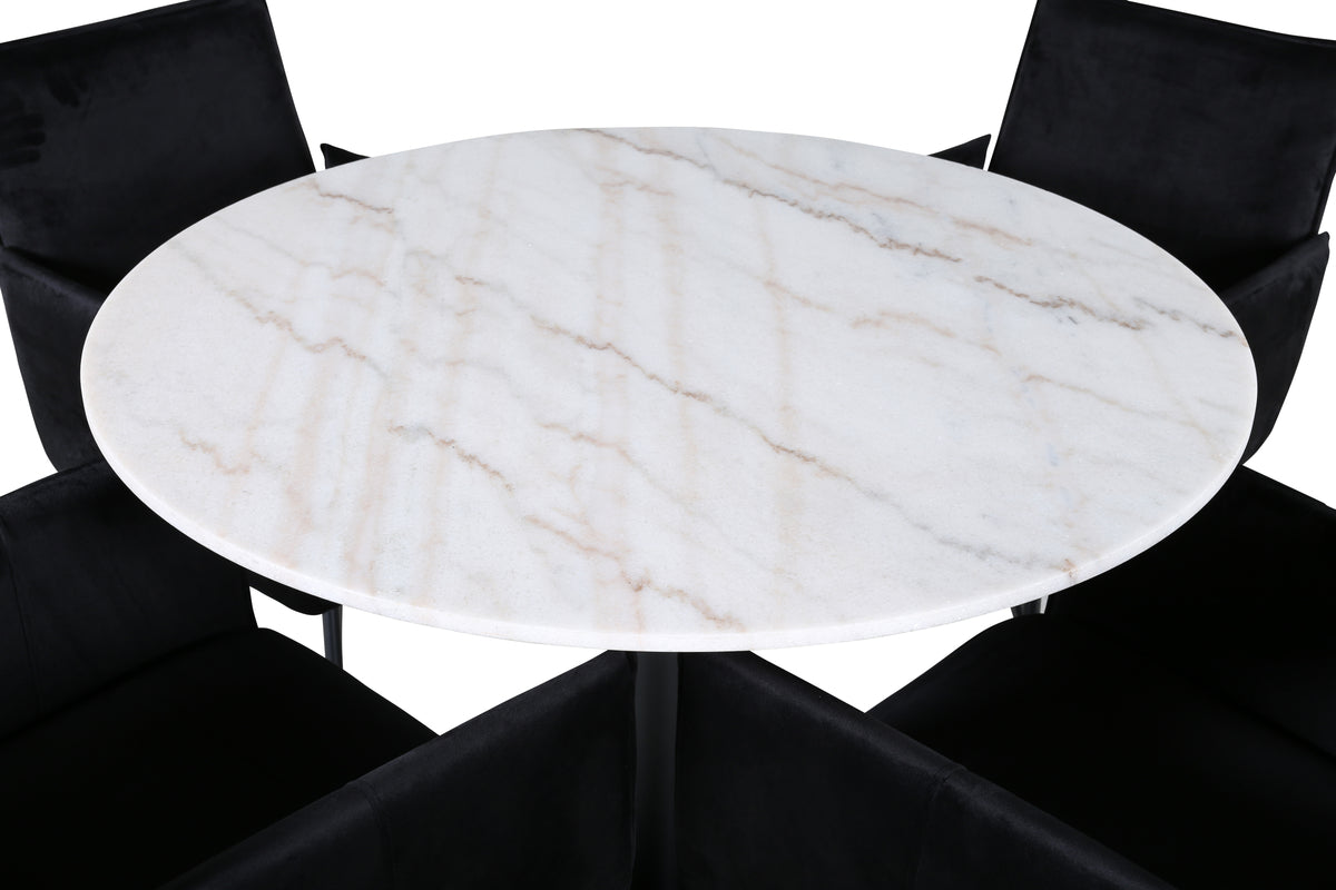 Venture Design Petra & Estelle Matstolar Svart + Matbord ⌀106