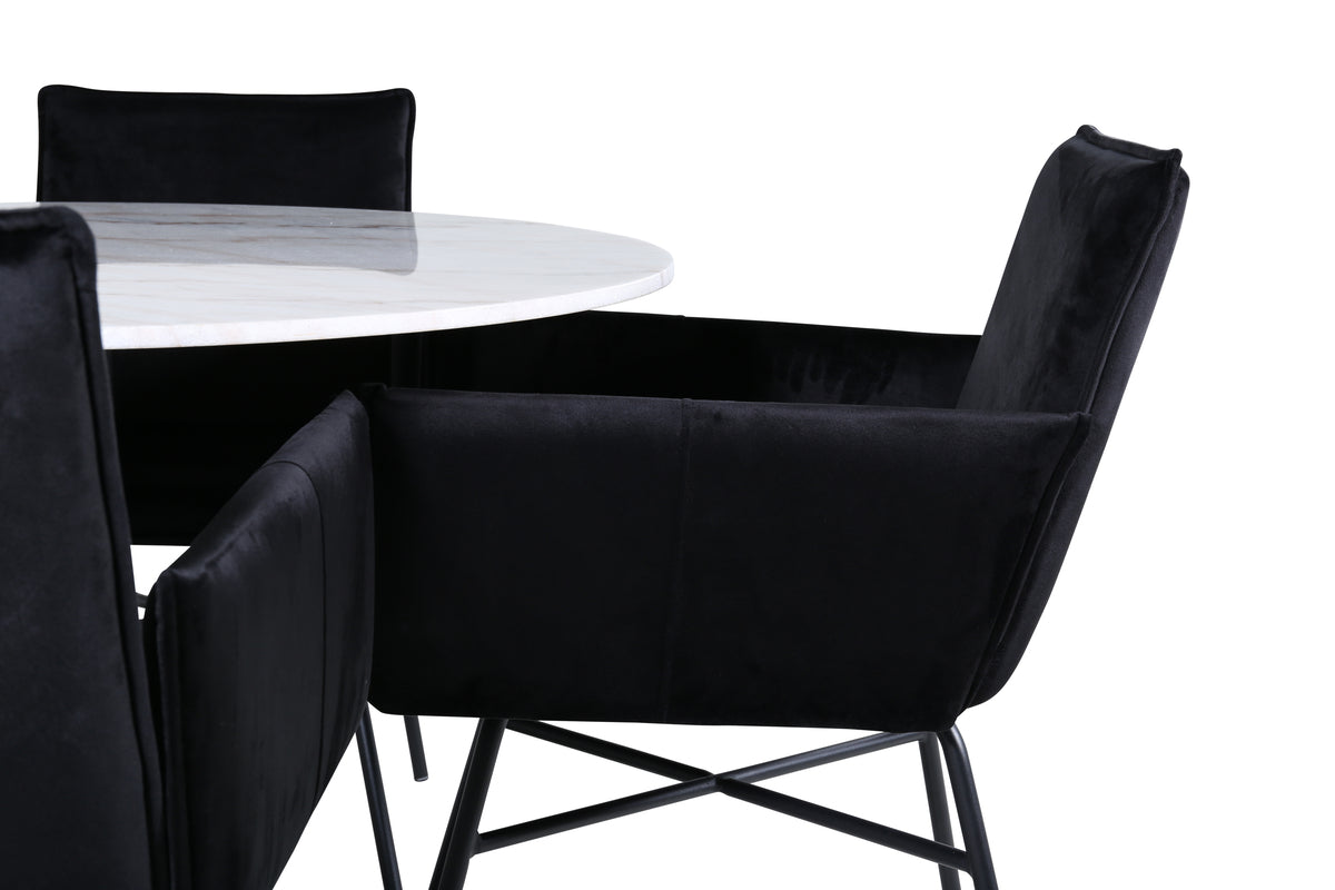 Venture Design Petra & Estelle Matstolar Svart + Matbord ⌀106