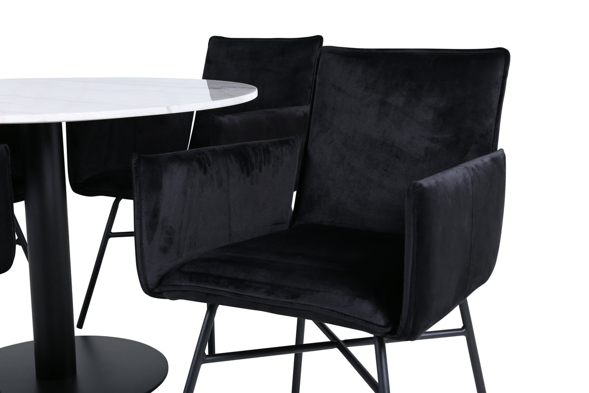 Venture Design Petra & Estelle Matstolar Svart + Matbord ⌀106