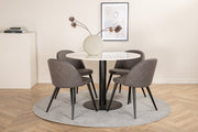 Venture Design Velvet & Estelle Matstolar Grå + Matbord ⌀106