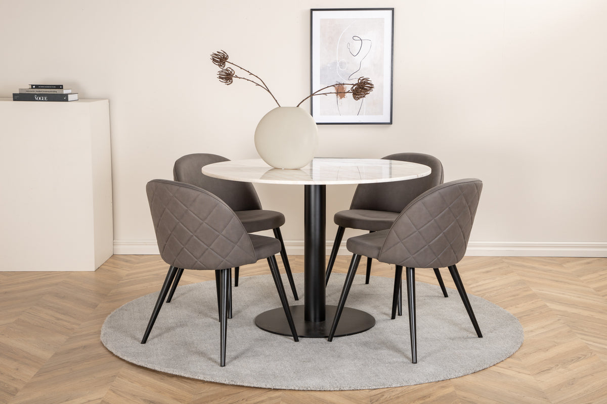 Venture Design Velvet & Estelle Matstolar Grå + Matbord ⌀106