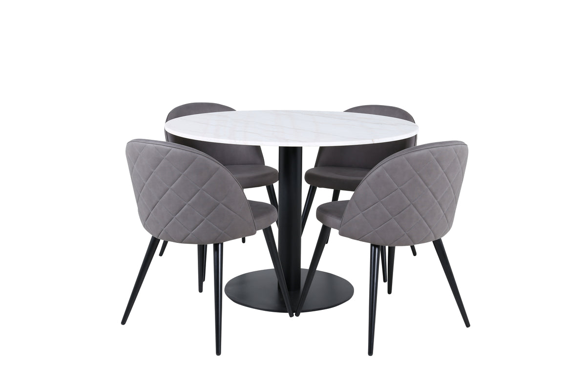 Venture Design Velvet & Estelle Matstolar Grå + Matbord ⌀106