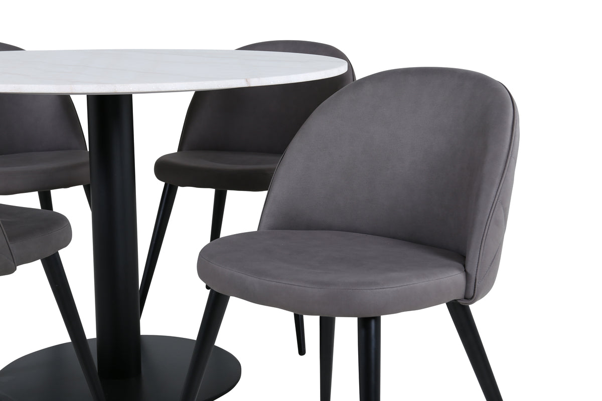Venture Design Velvet & Estelle Matstolar Grå + Matbord ⌀106