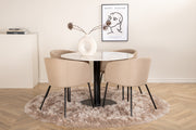 Venture Design Berit & Estelle Matstolar Beige + Runda Matbord ⌀106 Vit