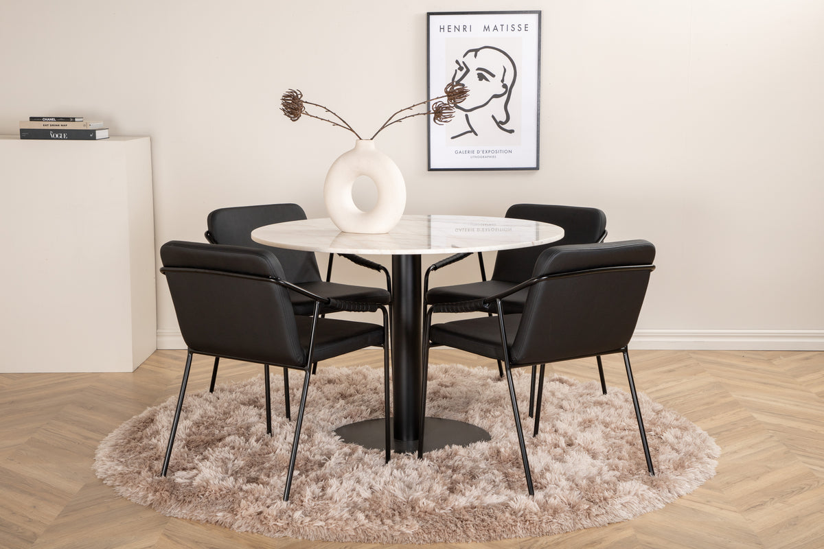 Venture Design Tvist & Estelle Matstolar Svart + Matbord ⌀106
