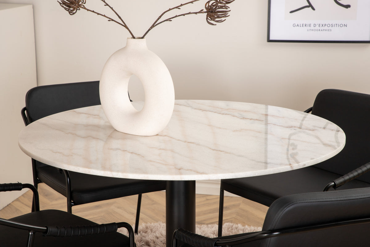 Venture Design Tvist & Estelle Matstolar Svart + Matbord ⌀106