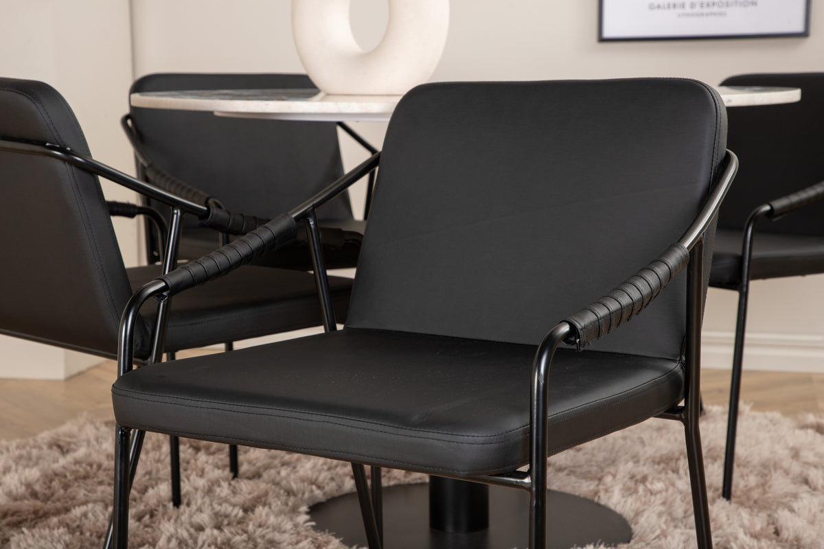 Venture Design Tvist & Estelle Matstolar Svart + Matbord ⌀106