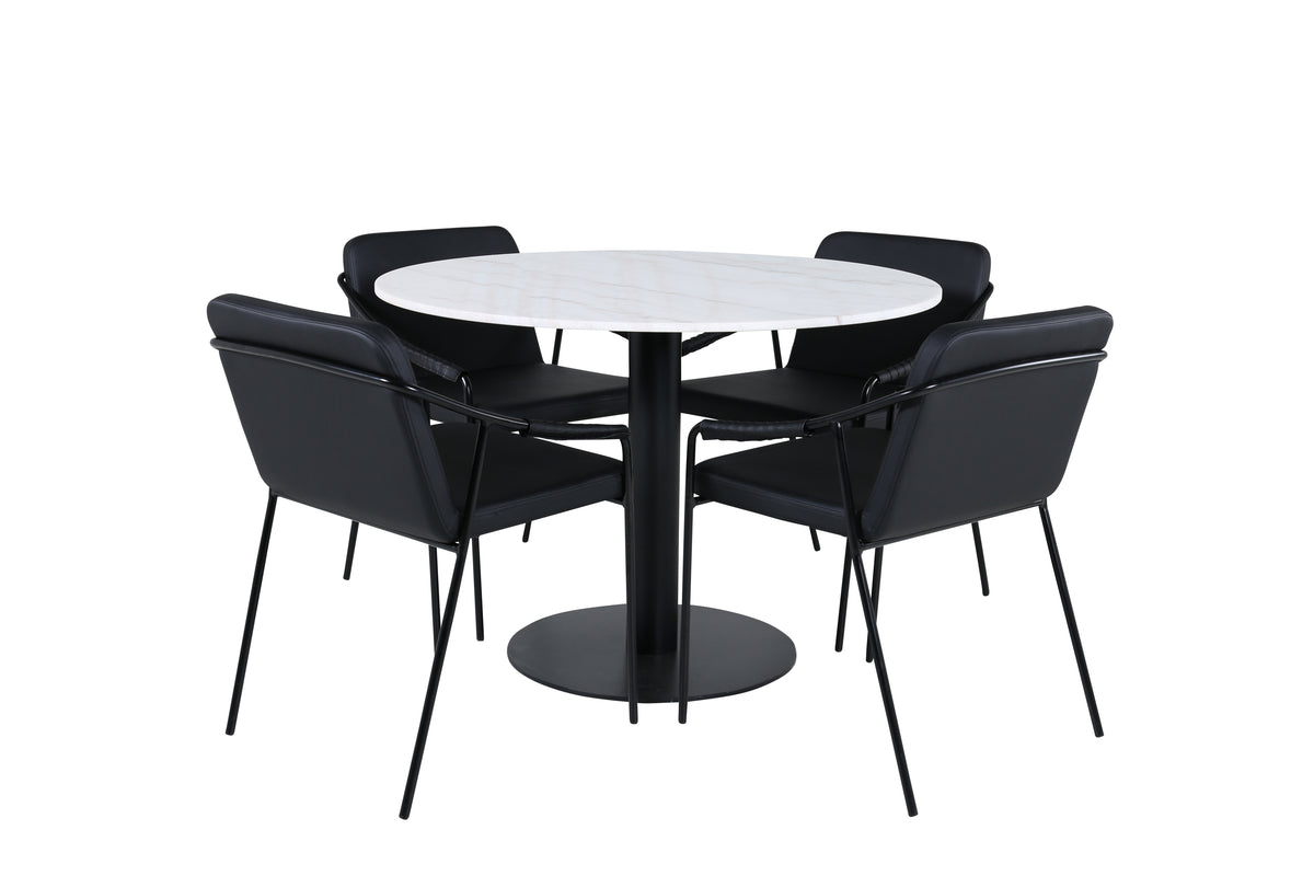 Venture Design Tvist & Estelle Matstolar Svart + Matbord ⌀106