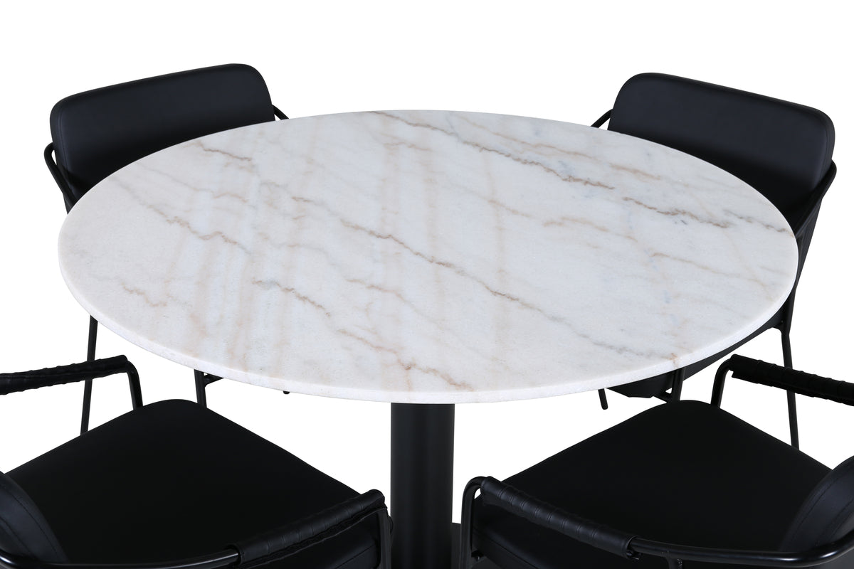Venture Design Tvist & Estelle Matstolar Svart + Matbord ⌀106