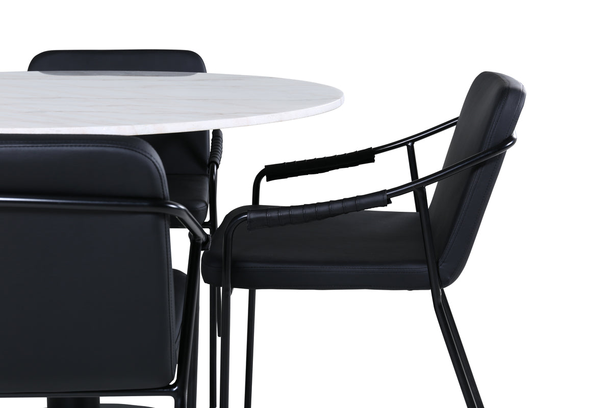 Venture Design Tvist & Estelle Matstolar Svart + Matbord ⌀106