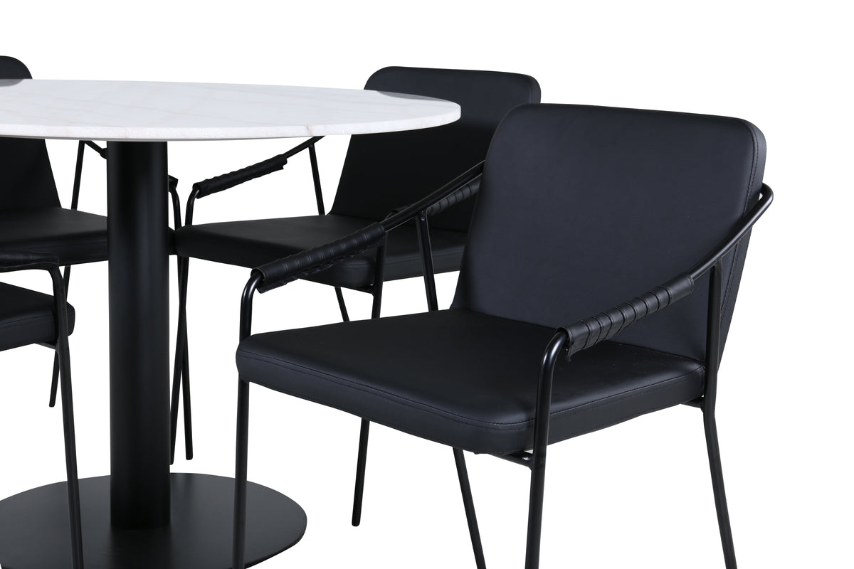 Venture Design Tvist & Estelle Matstolar Svart + Matbord ⌀106