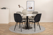 Venture Design Emma & Estelle Matstolar 2-pack Grå + Runda Matbord ⌀106 Vit