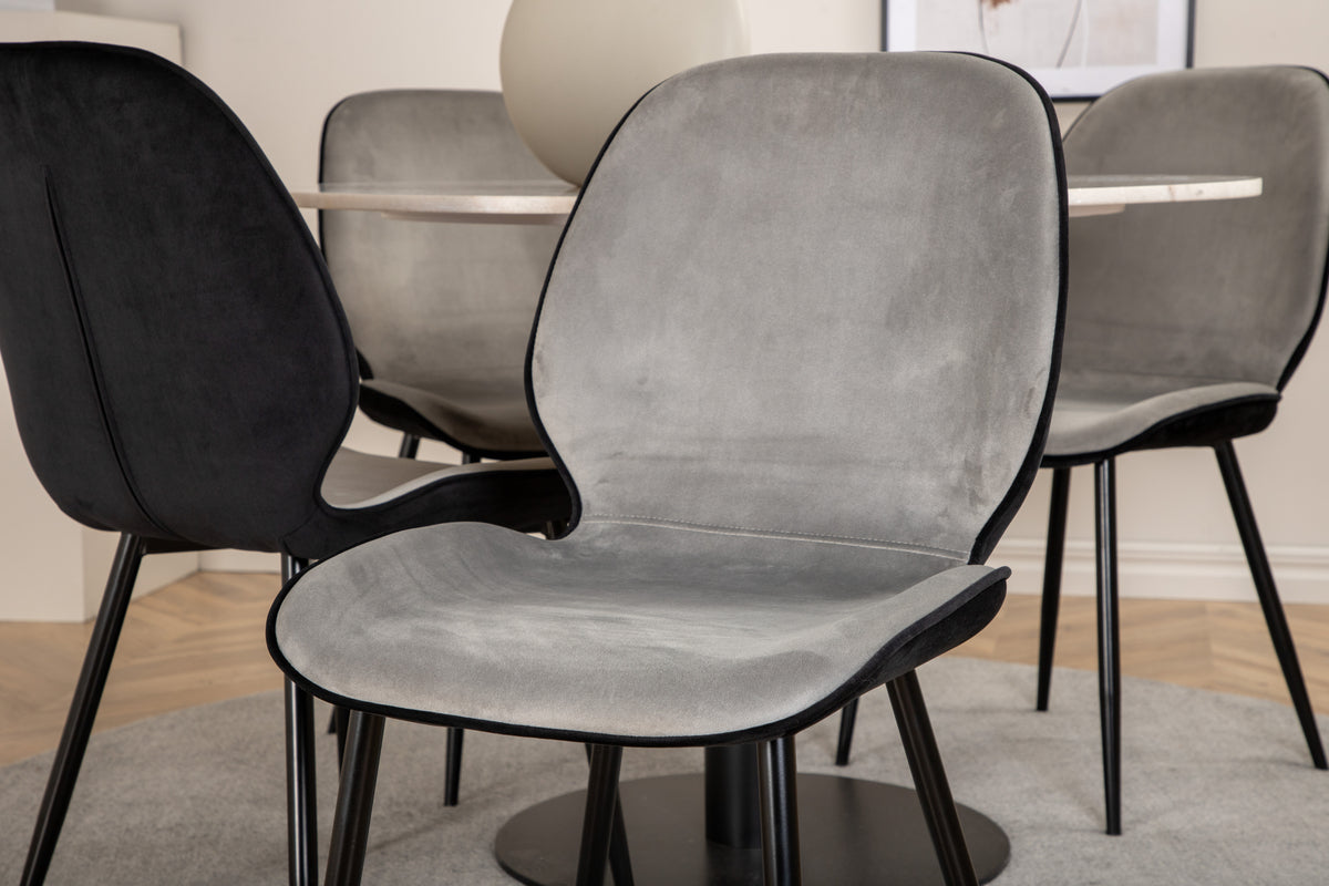 Venture Design Emma & Estelle Matstolar 2-pack Grå + Runda Matbord ⌀106 Vit