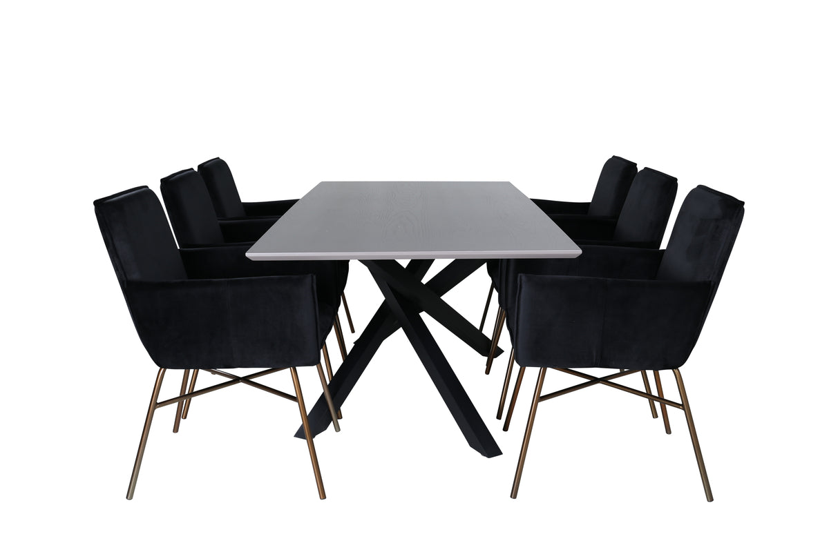 Venture Design Petra & Piazza Matstolar Svart + Rektangulära Matbord 180 x 90 Svart