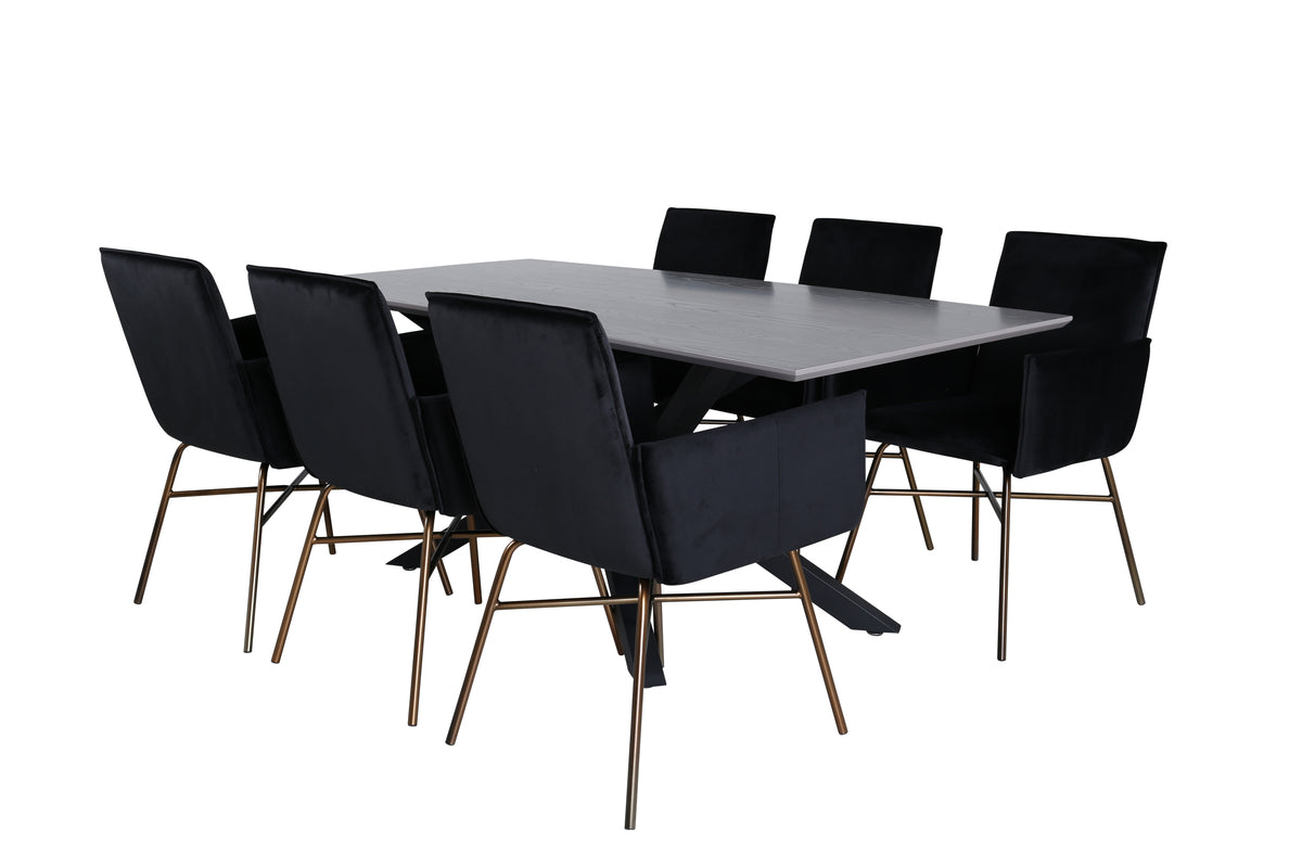 Venture Design Petra & Piazza Matstolar Svart + Rektangulära Matbord 180 x 90 Svart
