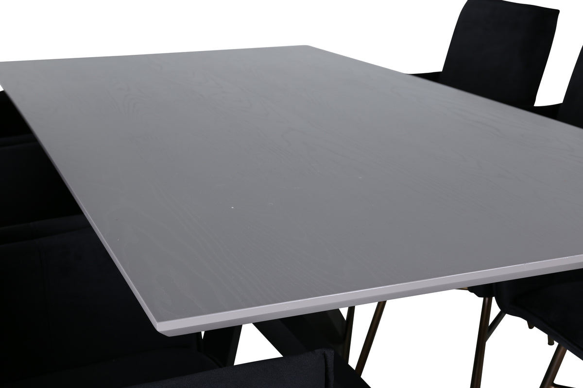 Venture Design Petra & Piazza Matstolar Svart + Rektangulära Matbord 180 x 90 Svart