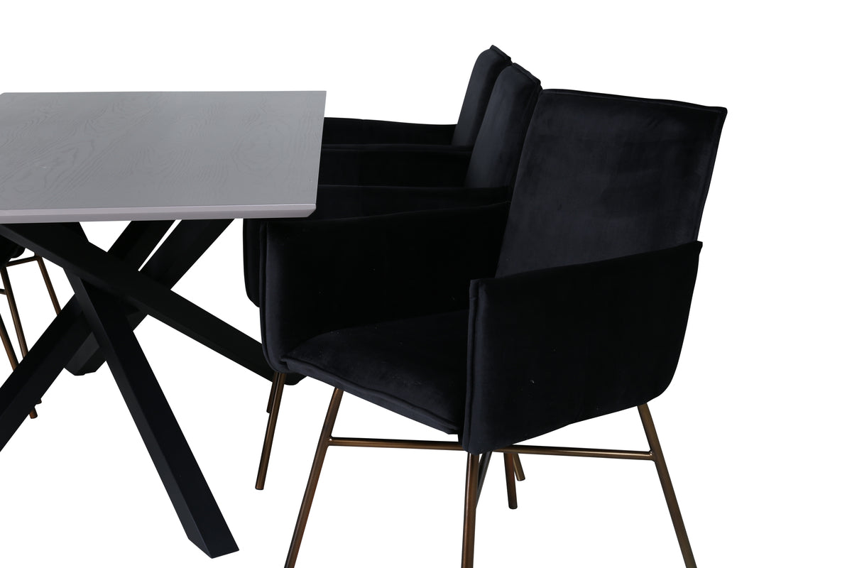 Venture Design Petra & Piazza Matstolar Svart + Rektangulära Matbord 180 x 90 Svart