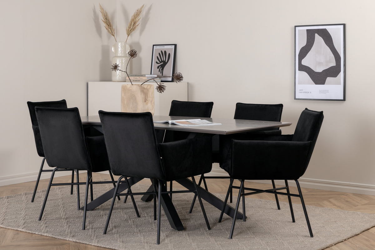 Venture Design Petra & Piazza Matstolar Svart + Matbord 90x180