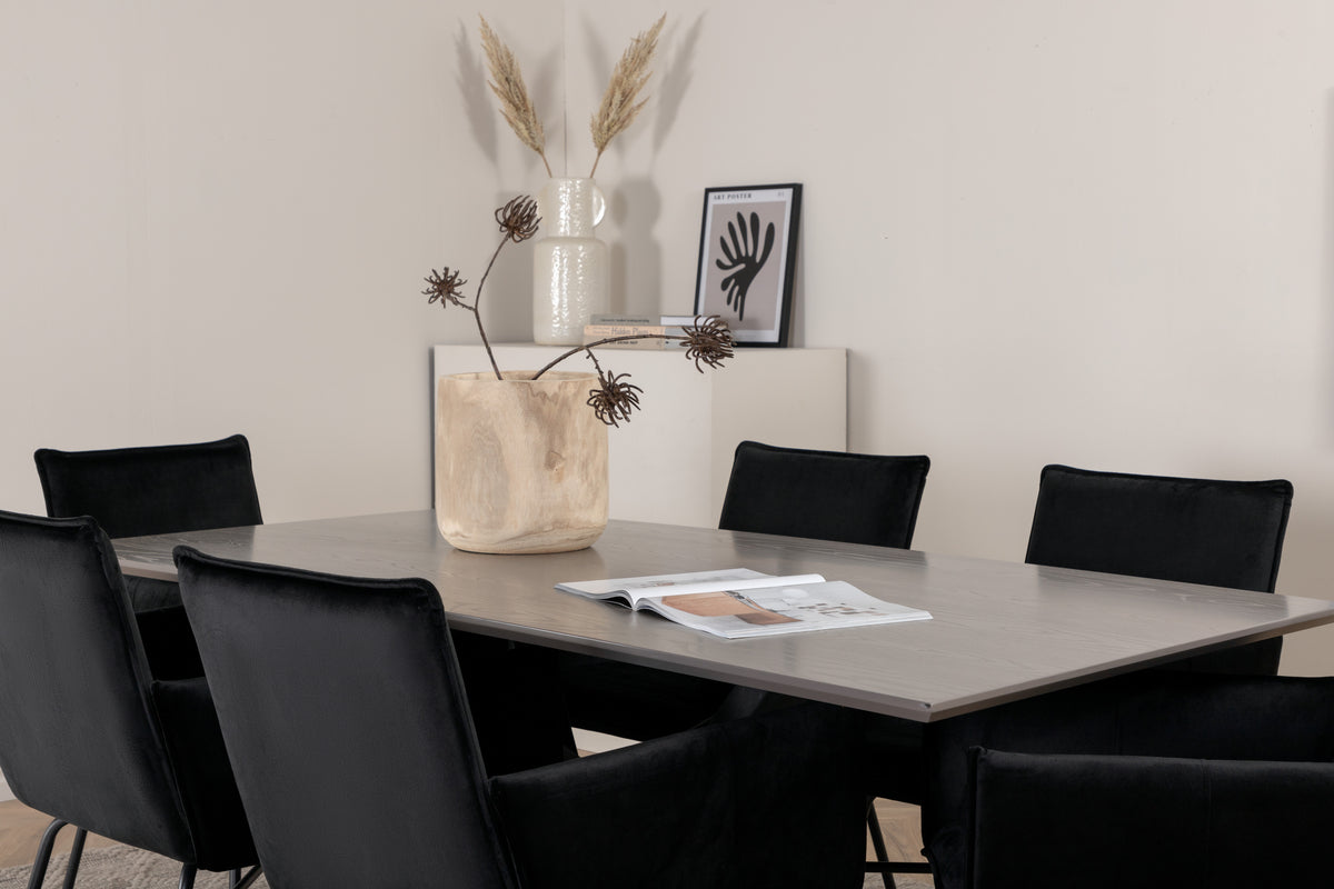 Venture Design Petra & Piazza Matstolar Svart + Matbord 90x180