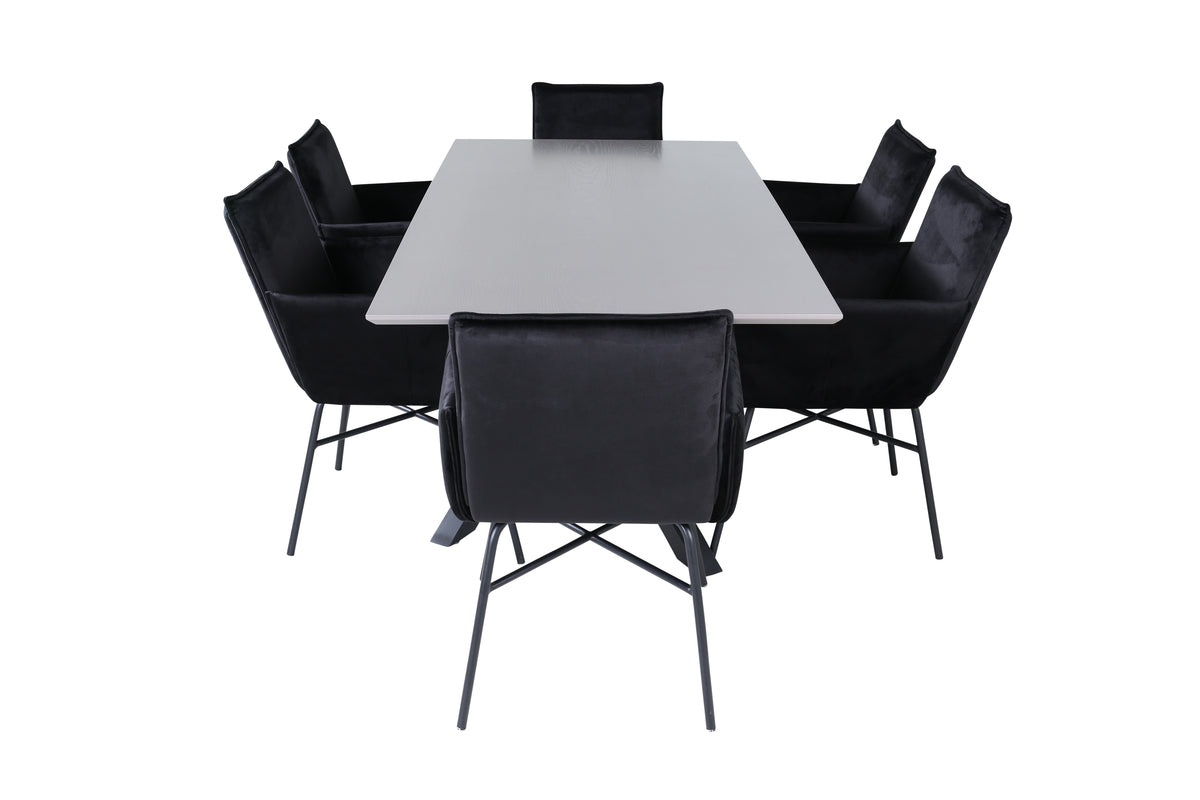 Venture Design Petra & Piazza Matstolar Svart + Matbord 90x180