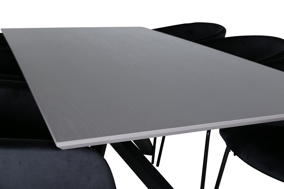 Venture Design Berit & Piazza Matstolar Svart + Rektangulära Matbord 180 x 90 Svart