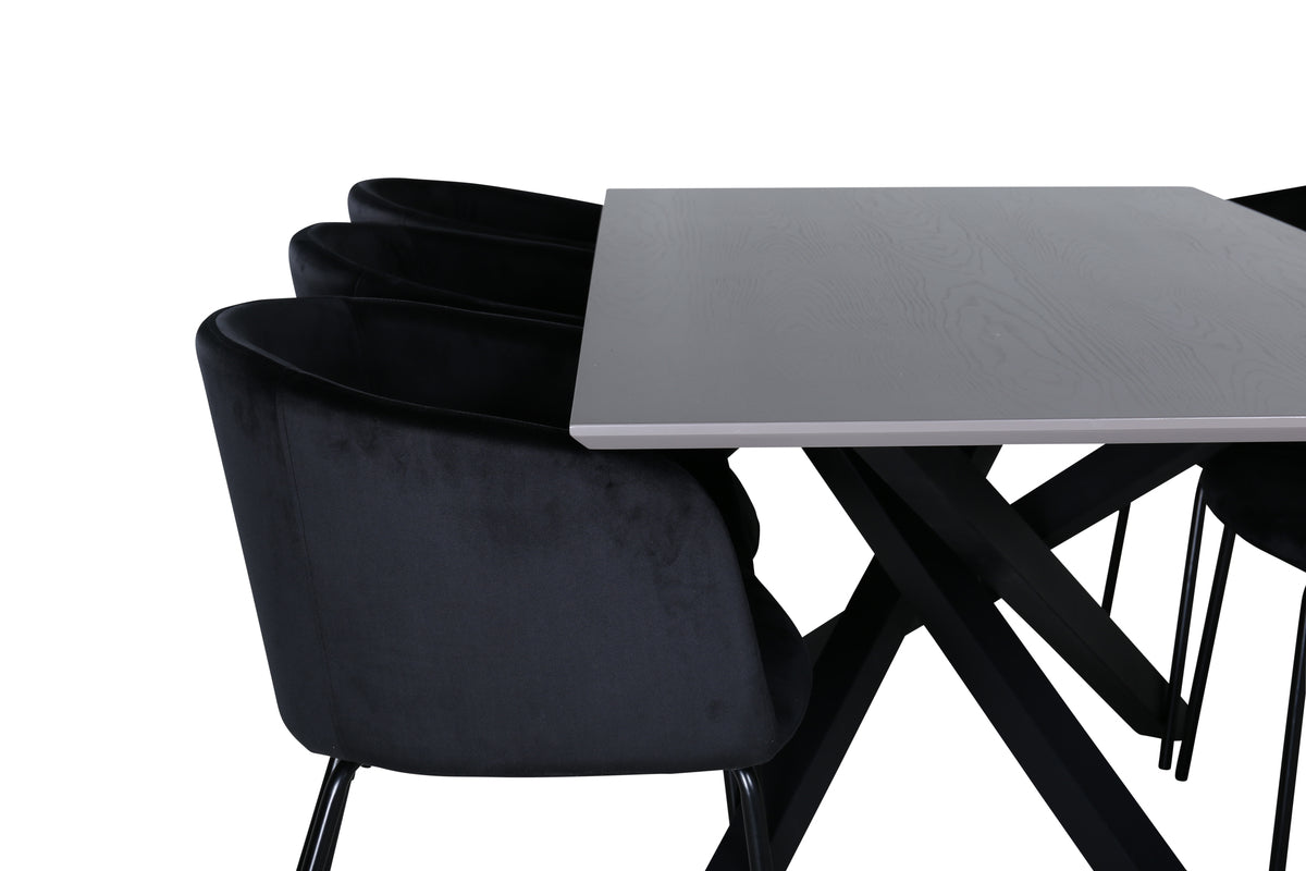 Venture Design Berit & Piazza Matstolar Svart + Rektangulära Matbord 180 x 90 Svart