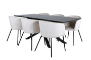 Venture Design Berit & Piazza Matstolar Beige + Rektangulära Matbord 180 x 90 Svart