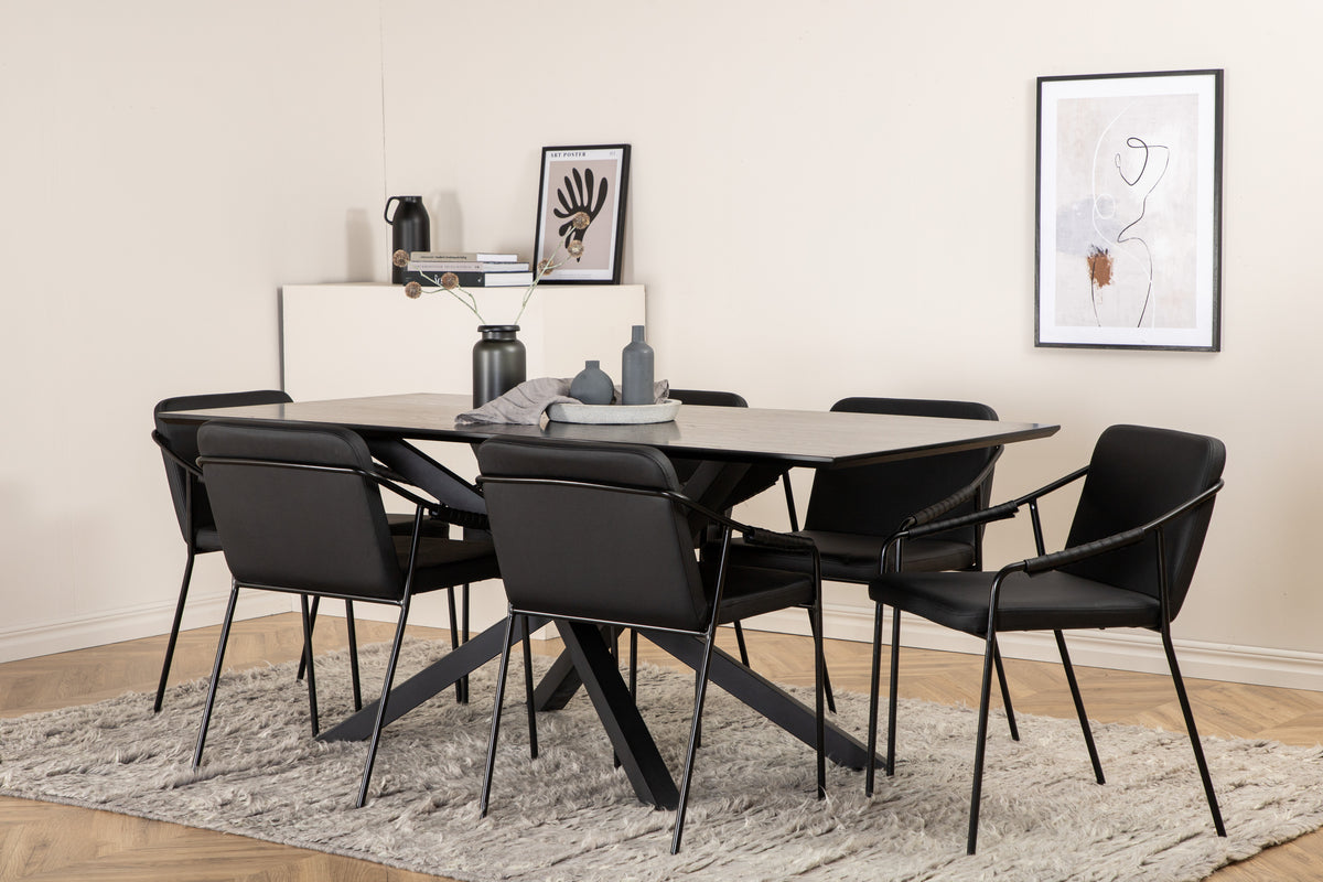 Venture Design Tvist & Piazza Matstolar Svart + Matbord 90x180
