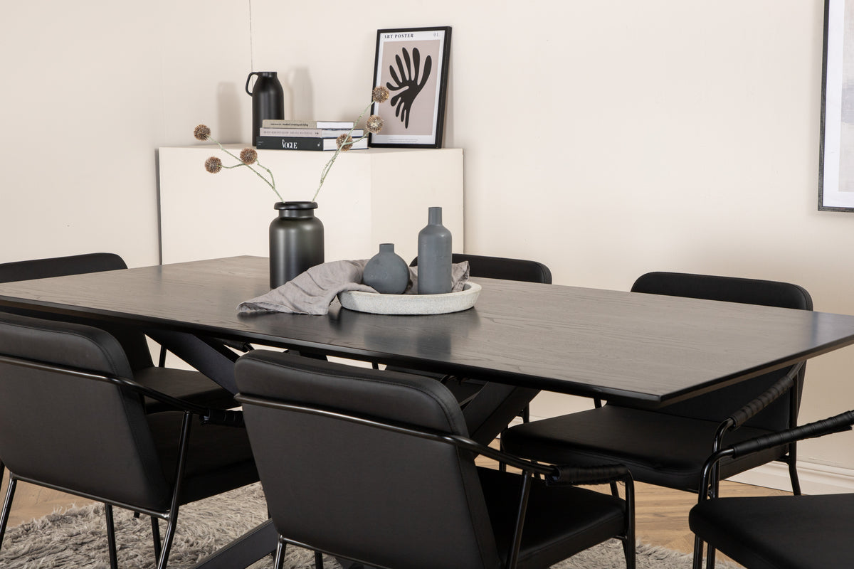 Venture Design Tvist & Piazza Matstolar Svart + Matbord 90x180