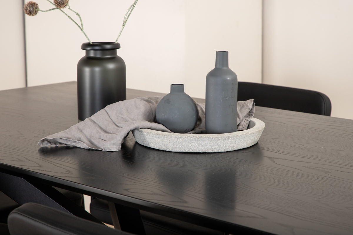 Venture Design Tvist & Piazza Matstolar Svart + Matbord 90x180