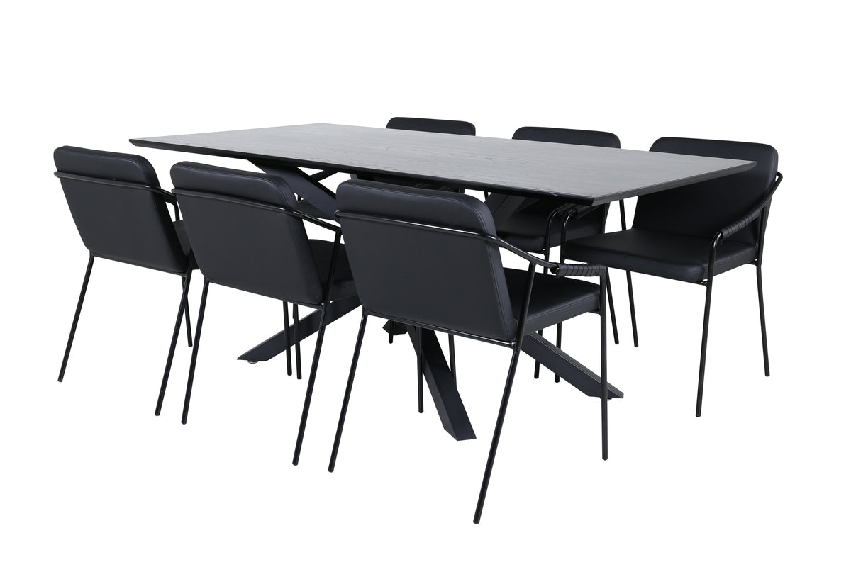 Venture Design Tvist & Piazza Matstolar Svart + Matbord 90x180