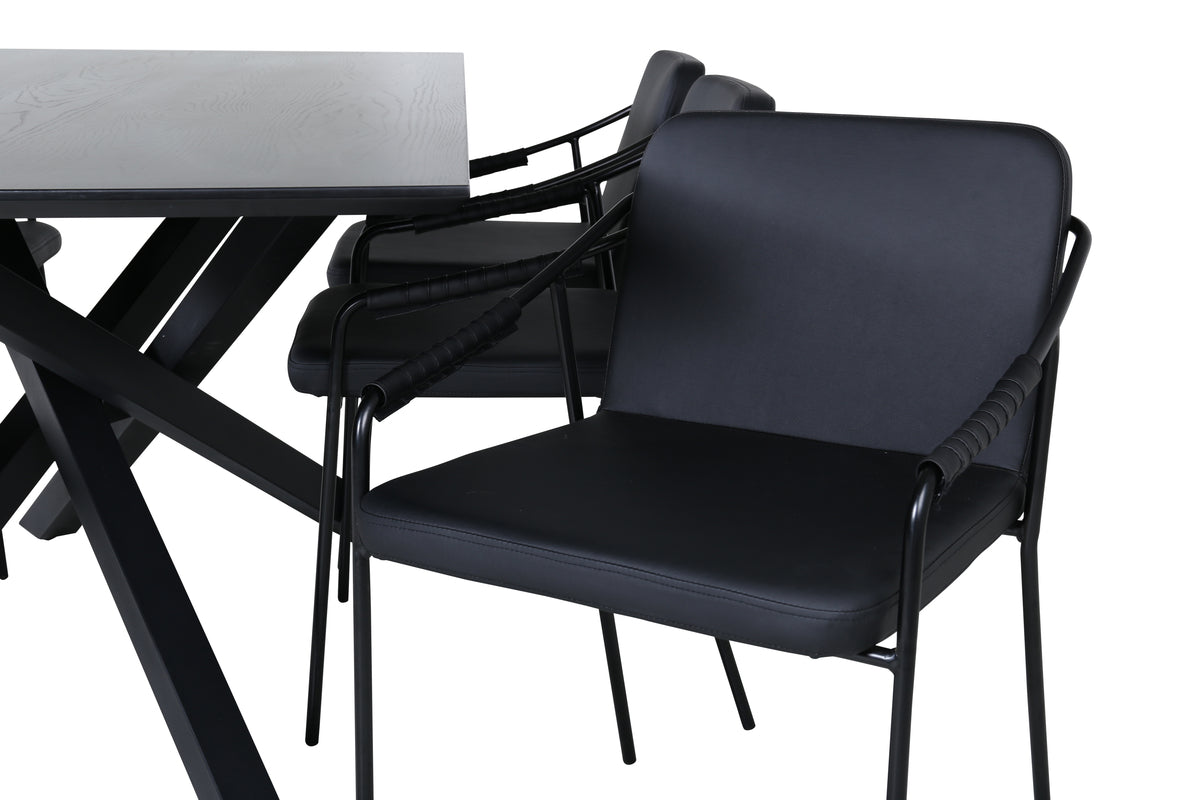 Venture Design Tvist & Piazza Matstolar Svart + Matbord 90x180