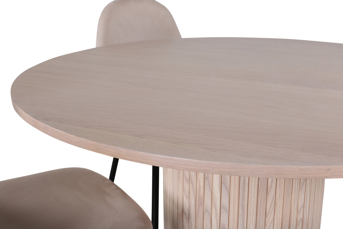 Venture Design Bianca & Polar Runda Matbord ⌀110 Vitputsad + Matstolar 2-pack Beige