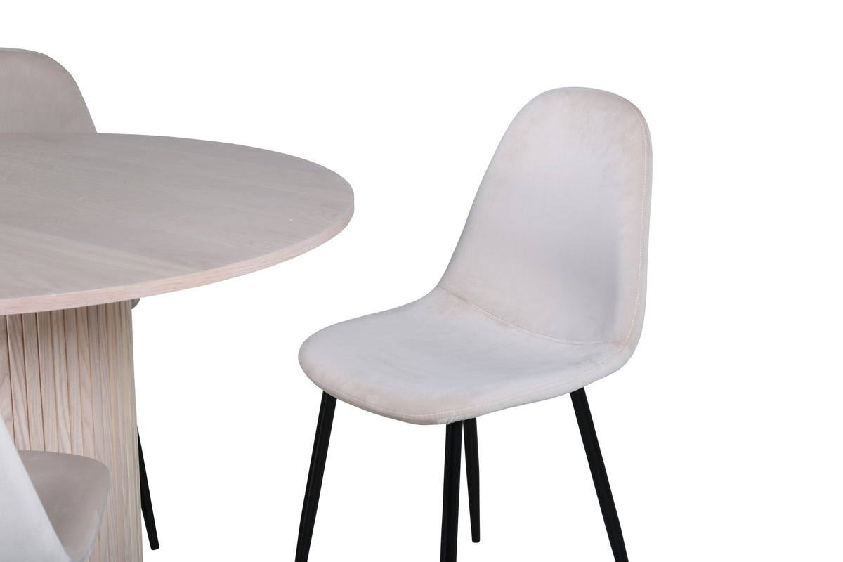 Venture Design Bianca & Polar Runda Matbord ⌀110 Vitputsad + Matstolar 2-pack Beige