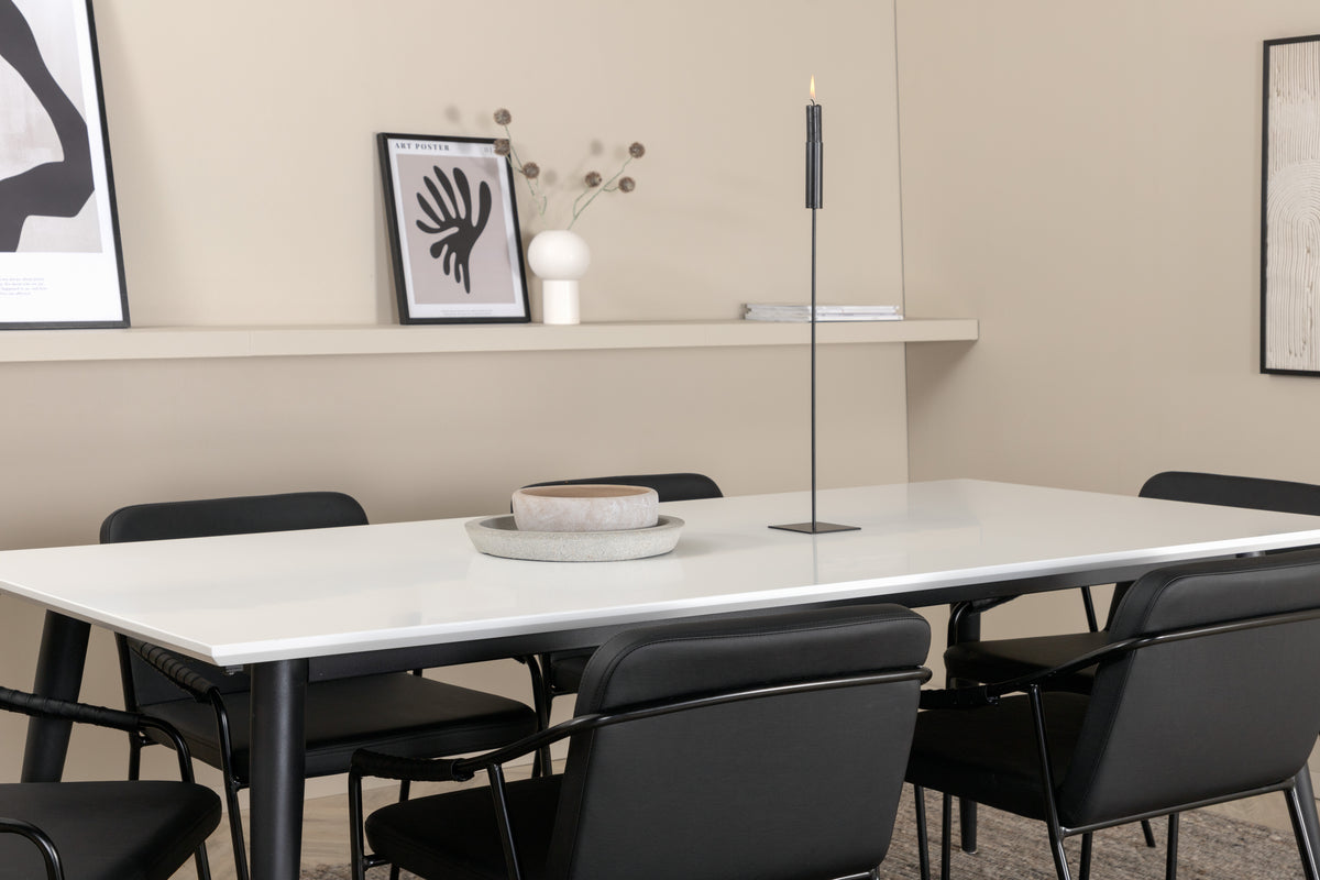 Venture Design Jimmy & Tvist Matbord 90 x 195 + Matstolar Svart