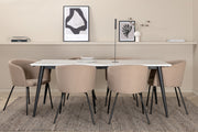 Venture Design Berit & Jimmy Matstolar Beige + Rektangulära Matbord 195 x 90 Vit