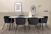 Venture Design Berit & Jimmy Matstolar Svart + Rektangulära Matbord 195 x 90 Vit