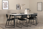 Venture Design Jimmy & Kenth Rektangulära Matbord 195 x 90 Vit + Matstolar 2-pack Svart