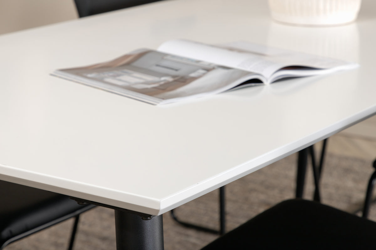 Venture Design Jimmy & Kenth Rektangulära Matbord 195 x 90 Vit + Matstolar 2-pack Svart