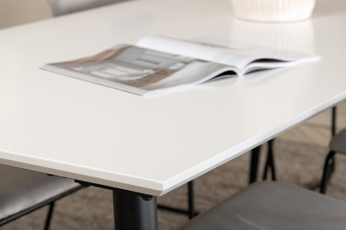 Venture Design Jimmy & Kenth Matbord 90 x 195 + Matstolar Grå